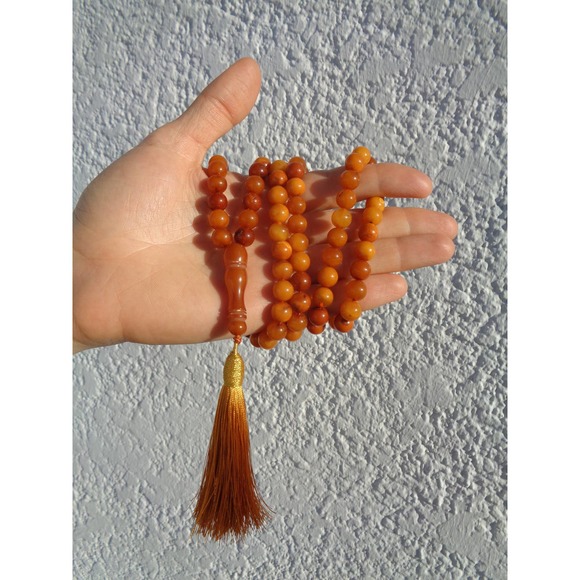 99 Bead Rosary, Baltic Amber Prayer Beads Necklace, Tasbih, Misbaha 47gr - Picture 7 of 7